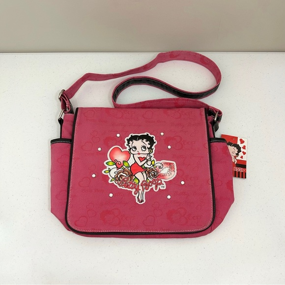 Pink Betty Boop Rhinestone Messenger Bag - Picture 1 of 16